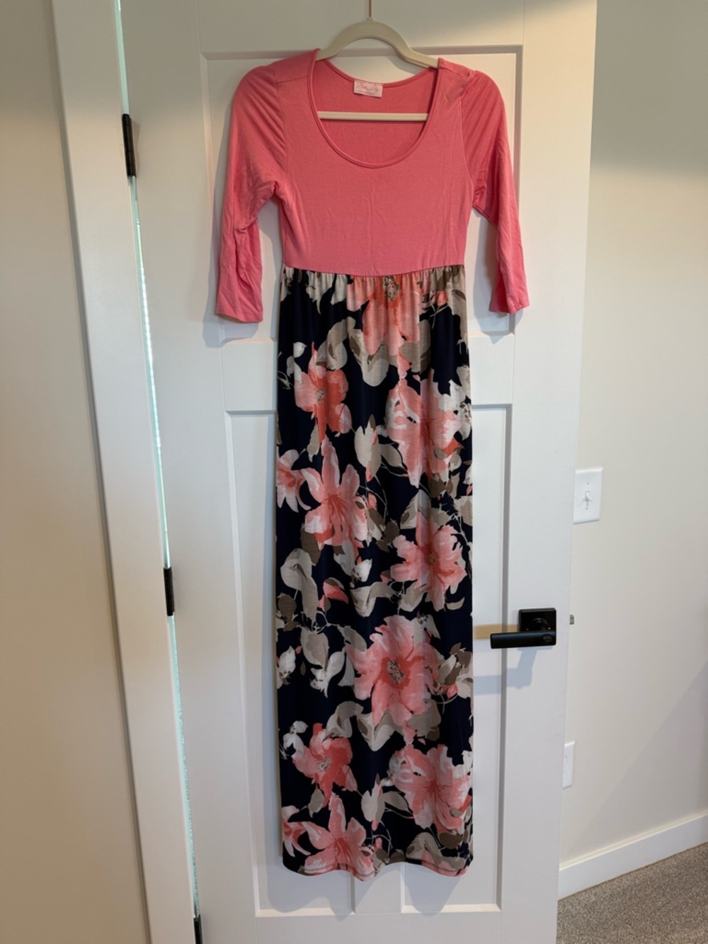 Pink Lily Pink & Navy Floral Maxi Dress